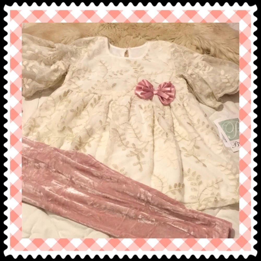 Bonnie Jean 2pc garment pink and gold size 4t NWT
